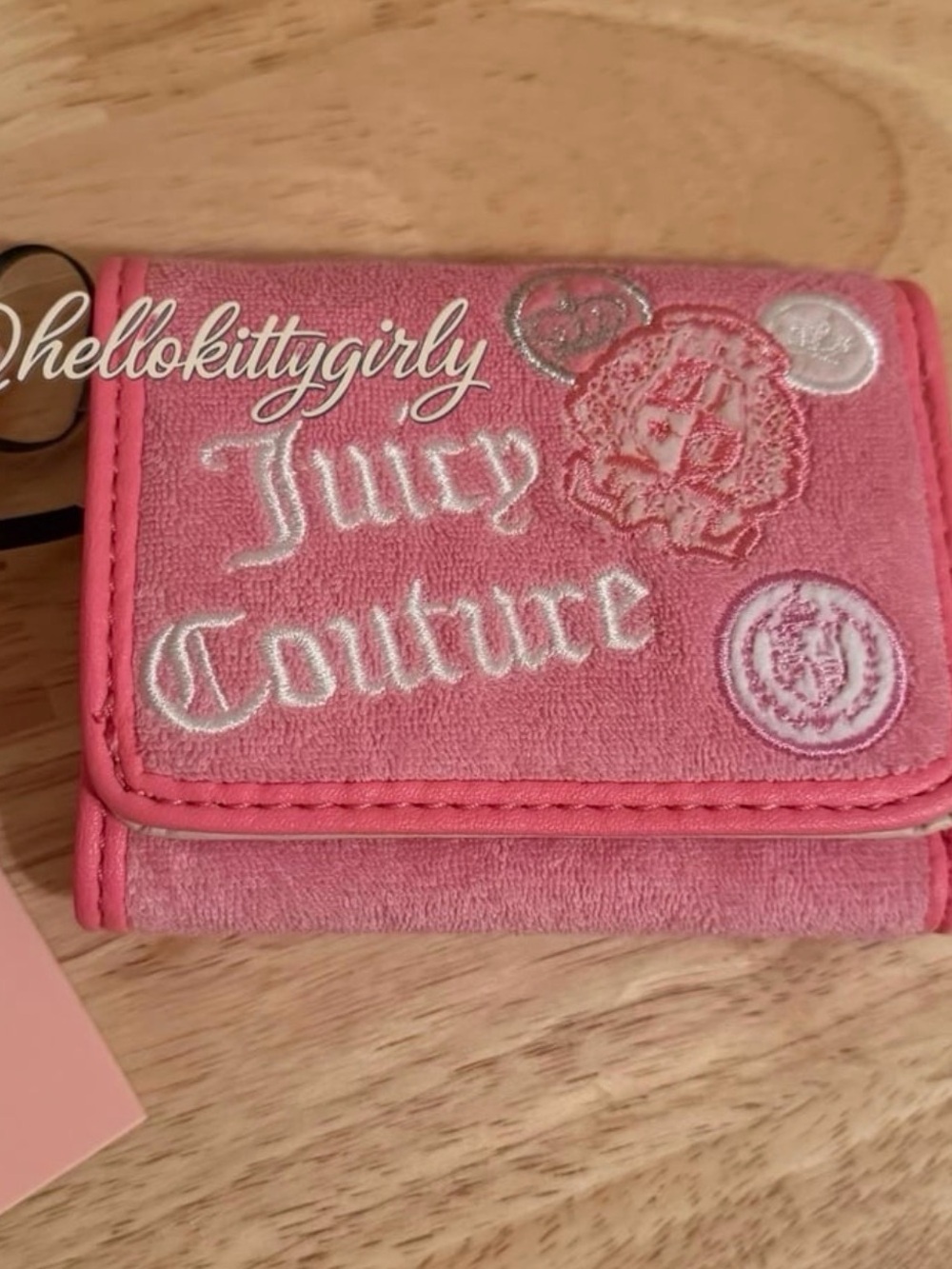 Juicy Couture Pink Embroidered Compact Card & Key Holder